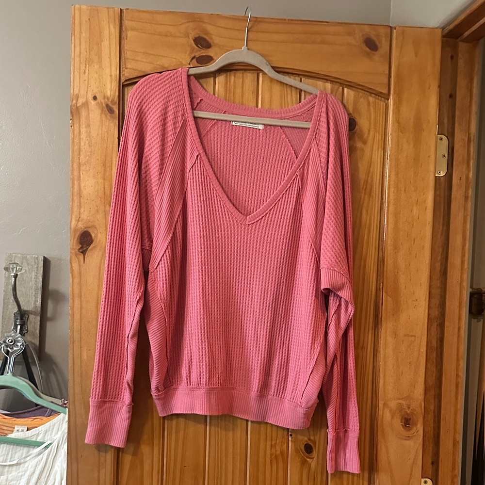 We The Free Pink V-Neck Blouse